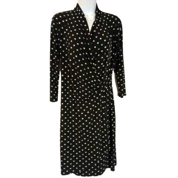 Clara Sun Woo black polka dot faux wrap dress size S - Picture 1 of 9